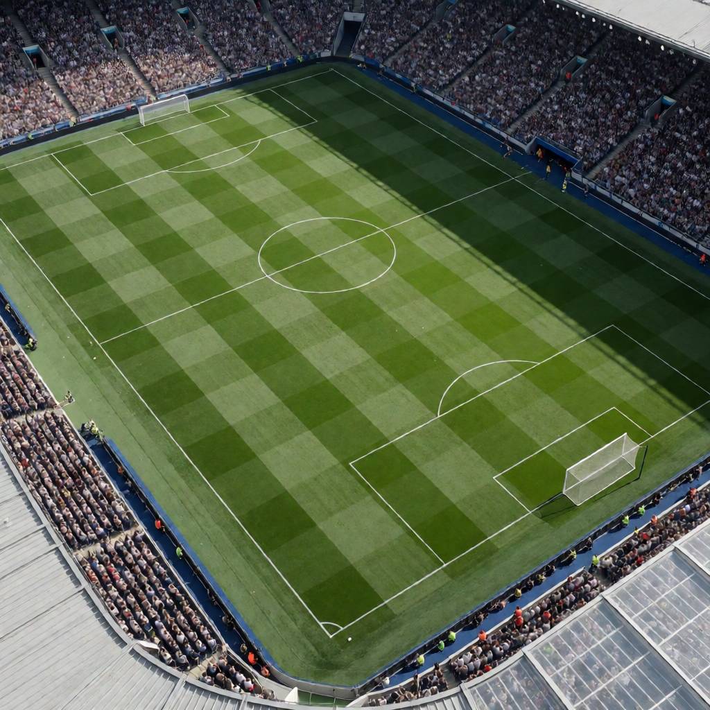 绿茵足球场全景航拍图